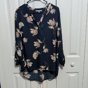 Navy Floral Blouse